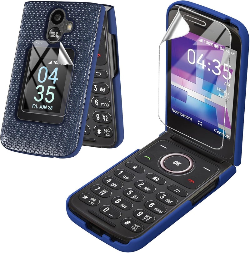 Mocotto for TCL Flip 3 Phone case with Screen Protector Slim Hard Shell Protector Cover for T435 (2024) (TCL Flip 3,Blue) - Image 1